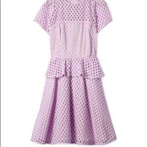 NWT Banana Republic Dress Lace Eyelet Peplum Lavender Pruple Violet Plus Spring